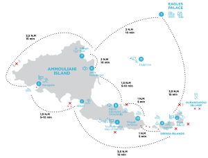 Ammouliani and Drenia Islands map