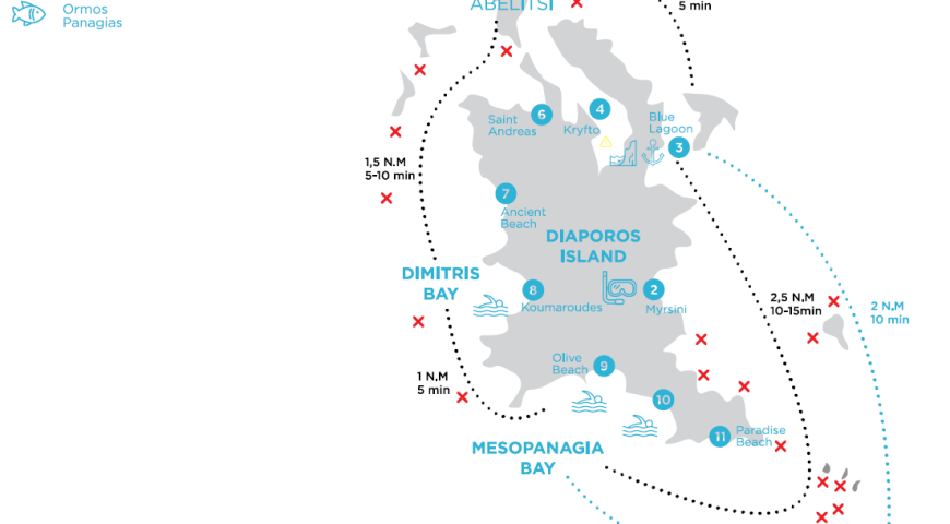 Diaporos island map