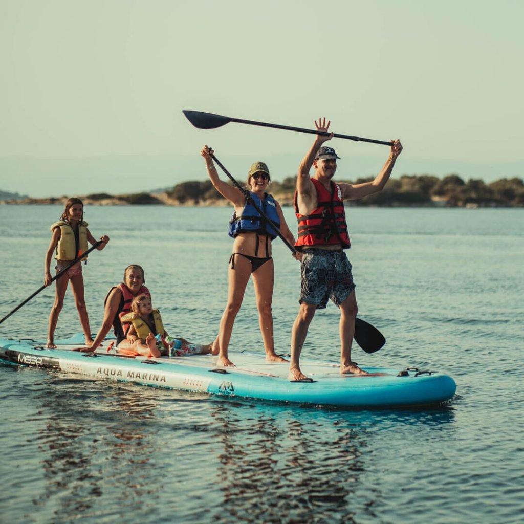 Enjoying eco-friendly watersports in the crystal-clear waters of Vourvourou.
