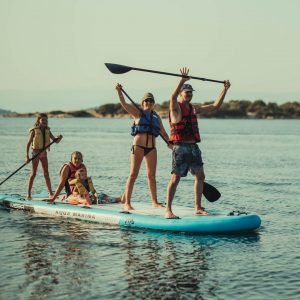 Enjoying eco-friendly watersports in the crystal-clear waters of Vourvourou.